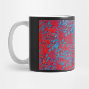 Red and blue botanical pattern pet bandana Mug